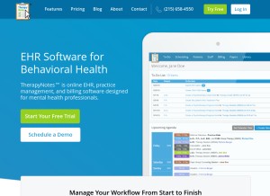 How therapynotes.com looks like on a tablet such as an iPad.