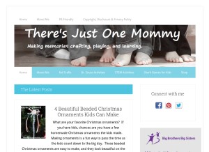 How theresjustonemommy.com looks like on a tablet such as an iPad.