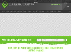 How theretrofitsource.com looks like on a tablet such as an iPad.