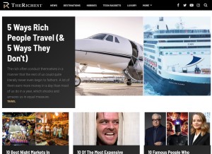 How therichest.com looks like on a tablet such as an iPad.