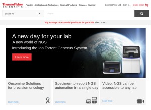 How thermofisher.com looks like on a tablet such as an iPad.