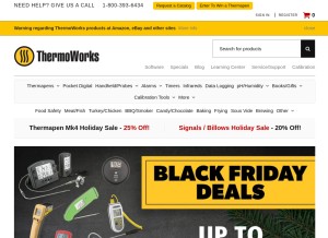 How thermoworks.com looks like on a tablet such as an iPad.