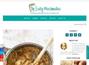 How thesaltymarshmallow.com looks like on a tablet such as an iPad.