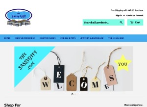 How thesassygift.com looks like on a tablet such as an iPad.