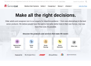 How theseniorlist.com looks like on a tablet such as an iPad.