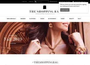 How theshoppingbag.com looks like on a tablet such as an iPad.