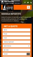 How thesidewalkrepairnyc.com looks like on a mobile device such as an iPhone.