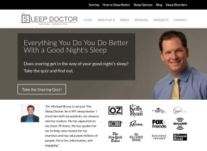 How thesleepdoctor.com looks like on a tablet such as an iPad.