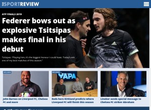 How thesportreview.com looks like on a tablet such as an iPad.