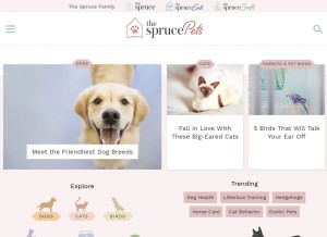 How thesprucepets.com looks like on a tablet such as an iPad.
