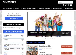 How thesummitmusichall.com looks like on a tablet such as an iPad.