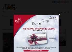 How thesunchronicle.com looks like on a tablet such as an iPad.