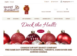 How thesweetbasket.com looks like on a tablet such as an iPad.