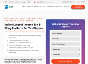 How thetaxheaven.com looks like on a tablet such as an iPad.