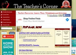 How theteacherscorner.net looks like on a tablet such as an iPad.