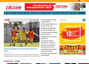 How thethaovietnam.vn looks like on a tablet such as an iPad.