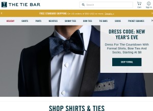 How thetiebar.com looks like on a tablet such as an iPad.