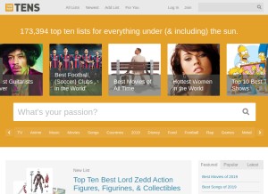 How thetoptens.com looks like on a tablet such as an iPad.