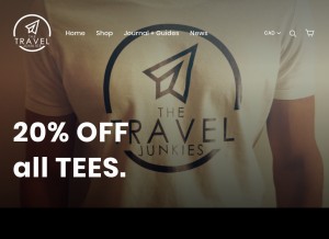 How thetraveljunkies.ca looks like on a tablet such as an iPad.