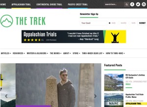 How thetrek.co looks like on a tablet such as an iPad.