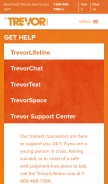How thetrevorproject.org looks like on a mobile device such as an iPhone.