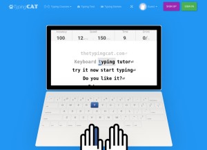 How thetypingcat.com looks like on a tablet such as an iPad.