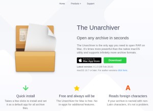 How theunarchiver.com looks like on a tablet such as an iPad.