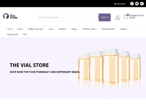 How thevialstore.com looks like on a tablet such as an iPad.