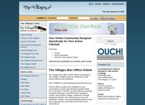 How thevillages.net looks like on a tablet such as an iPad.