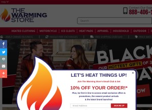 How thewarmingstore.com looks like on a tablet such as an iPad.