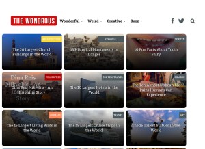 How thewondrous.com looks like on a tablet such as an iPad.