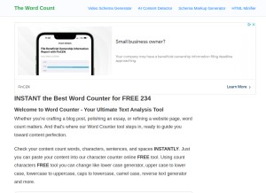 How thewordcount.com looks like on a tablet such as an iPad.