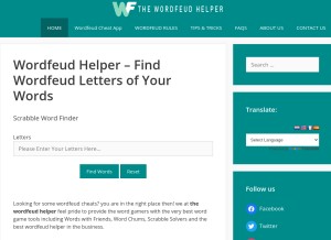 How thewordfeudhelper.com looks like on a tablet such as an iPad.