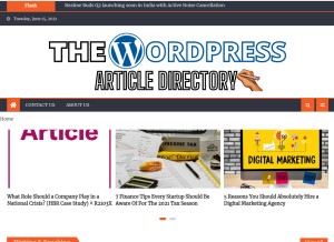 How thewordpressarticledirectory.com looks like on a tablet such as an iPad.