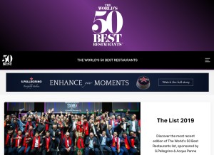 How theworlds50best.com looks like on a tablet such as an iPad.
