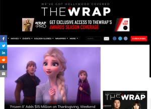 How thewrap.com looks like on a tablet such as an iPad.