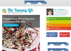 How theyummylife.com looks like on a tablet such as an iPad.