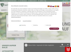 How thiel.naturavitalis.de looks like on a tablet such as an iPad.