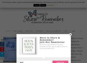 How thingstoshareandremember.com looks like on a tablet such as an iPad.
