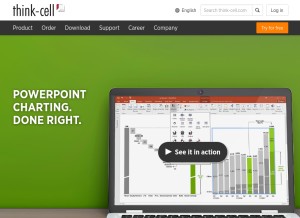How think-cell.com looks like on a tablet such as an iPad.