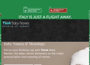 How thinkbabynames.com looks like on a tablet such as an iPad.