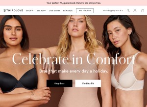 How thirdlove.com looks like on a tablet such as an iPad.