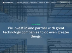 How thomabravo.com looks like on a tablet such as an iPad.