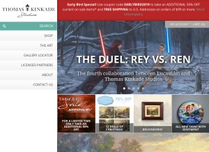 How thomaskinkade.com looks like on a tablet such as an iPad.