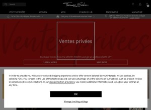 How thomassabo.com looks like on a tablet such as an iPad.