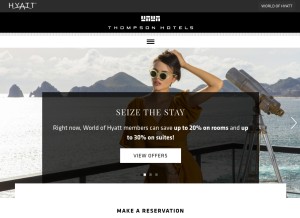 How thompsonhotels.com looks like on a tablet such as an iPad.