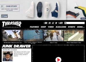 How thrashermagazine.com looks like on a tablet such as an iPad.