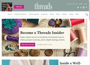 How threadsmagazine.com looks like on a tablet such as an iPad.