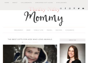 How thriftyniftymommy.com looks like on a tablet such as an iPad.