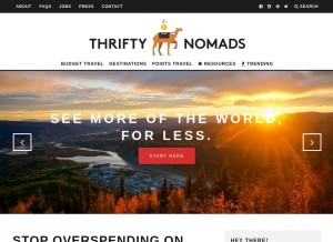 How thriftynomads.com looks like on a tablet such as an iPad.